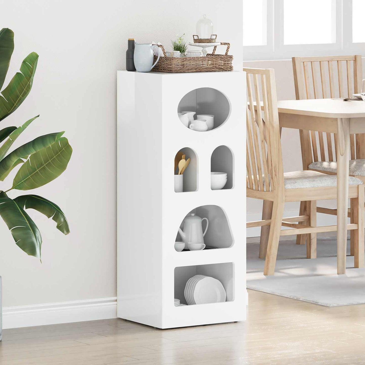 Sideboard Hochglanz Weiß 40 x 35 x 100,5 cm Holzwerkstoff