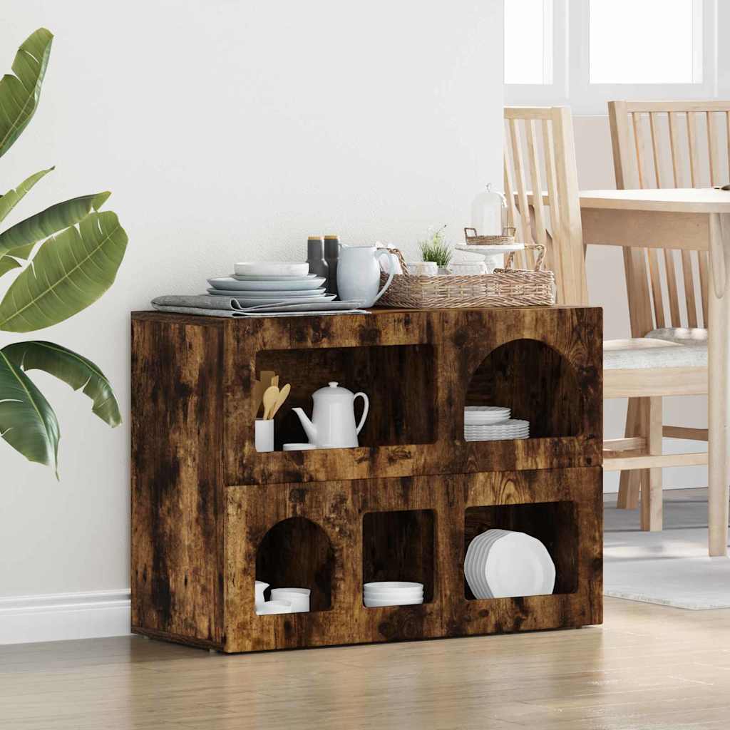 Sideboard Geräucherte Eiche 80,5 x 35 x 59 cm Holzwerkstoff