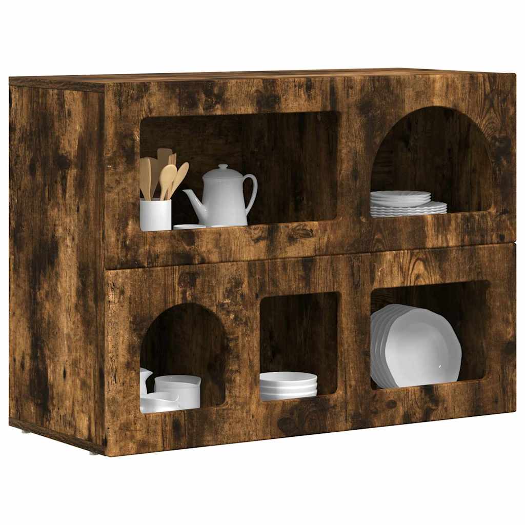 Sideboard Geräucherte Eiche 80,5 x 35 x 59 cm Holzwerkstoff