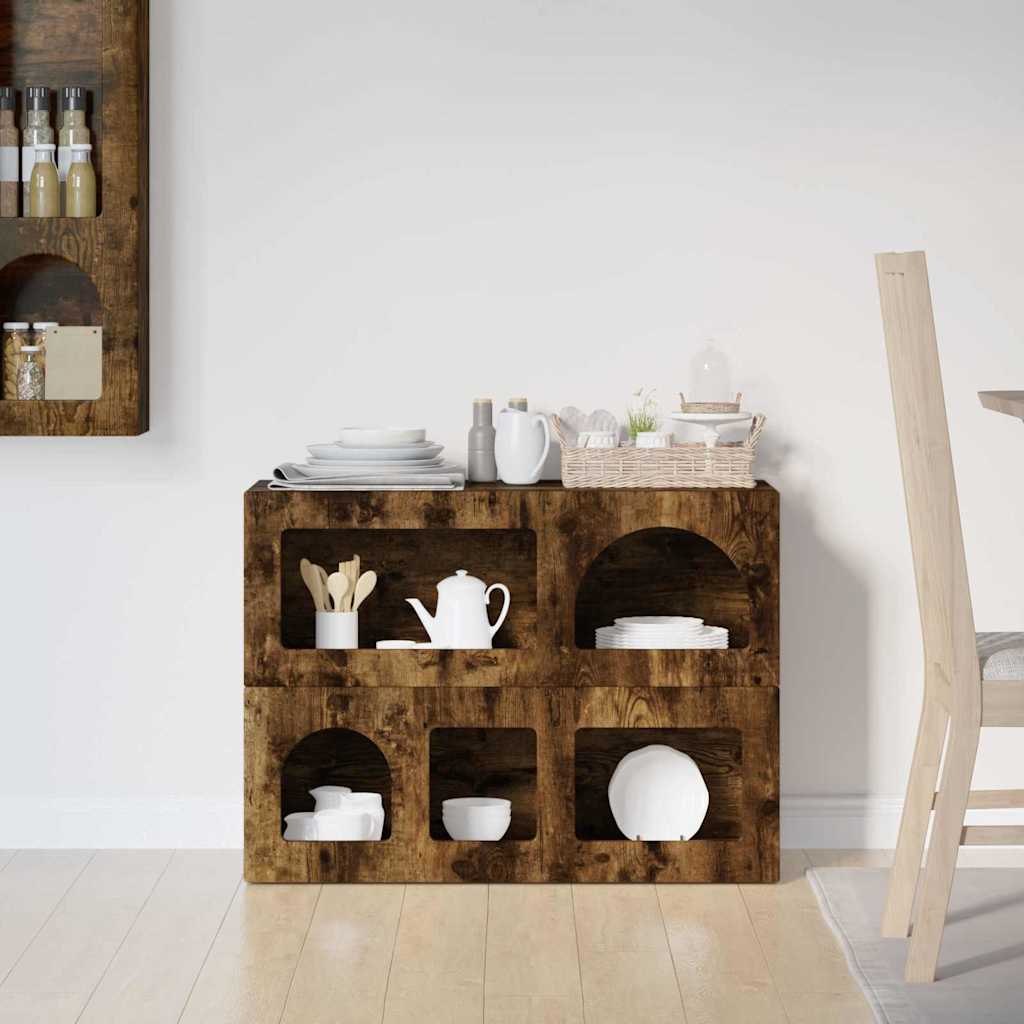 Sideboard Geräucherte Eiche 80,5 x 35 x 59 cm Holzwerkstoff