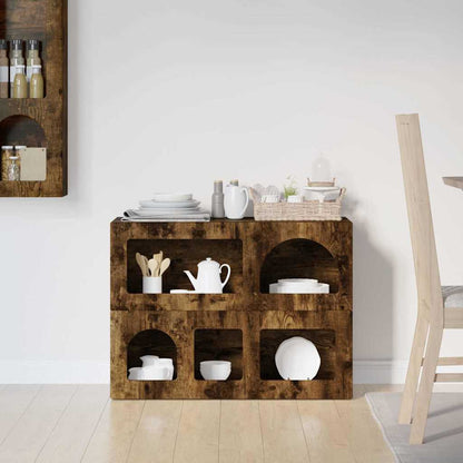 Sideboard Geräucherte Eiche 80,5 x 35 x 59 cm Holzwerkstoff