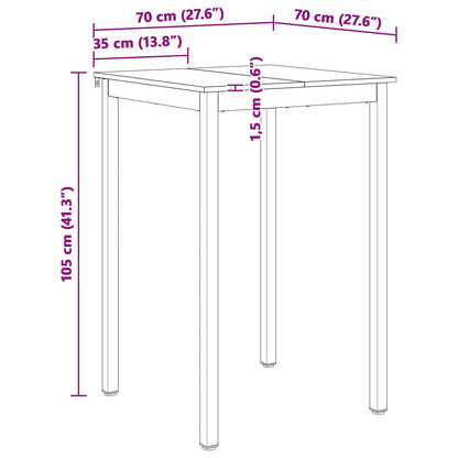 Bartisch Natur 110 x 55 x 105 cm Massives Kiefernholz