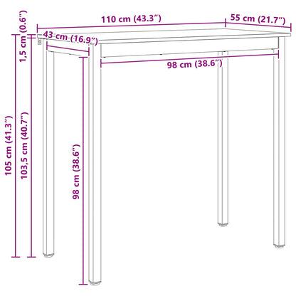 Bartisch Natur 110 x 55 x 105 cm Massives Kiefernholz