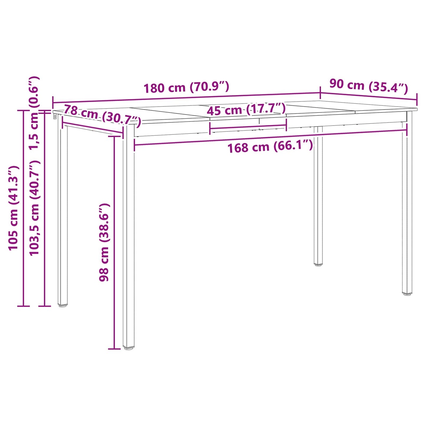 Bartisch Weiß 110 x 55 x 105 cm Massives Kiefernholz