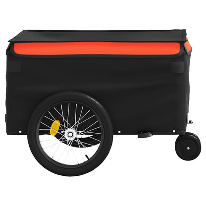 Fahrradanhänger Schwarz und Orange 30 kg Eisen