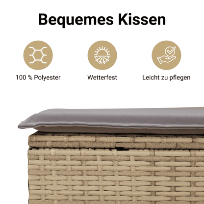 7-tlg. Garten-Sofagarnitur mit Kissen Beige Poly Rattan