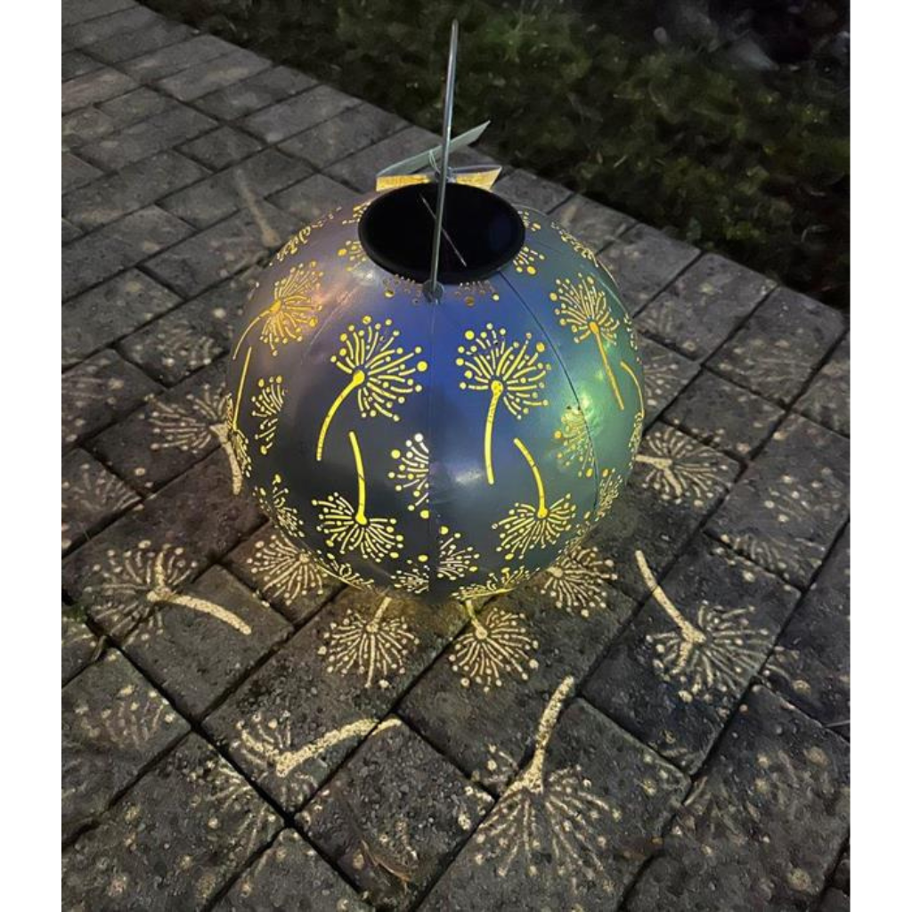 LED Solar Laterne Silber  "Flower" rund 30x30cm