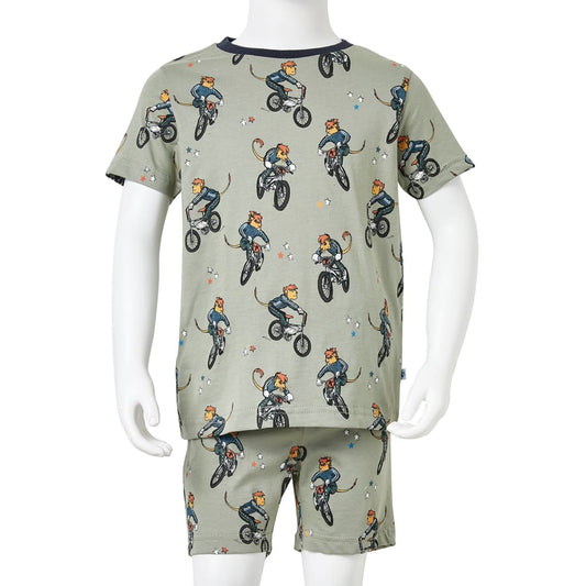 Kinderpyjama mit Kurzen Ärmeln Hellkhaki 104
