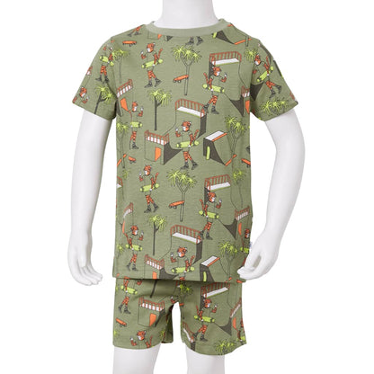 Kinderpyjama mit Kurzen Ärmeln Hellkhaki Tiger 116