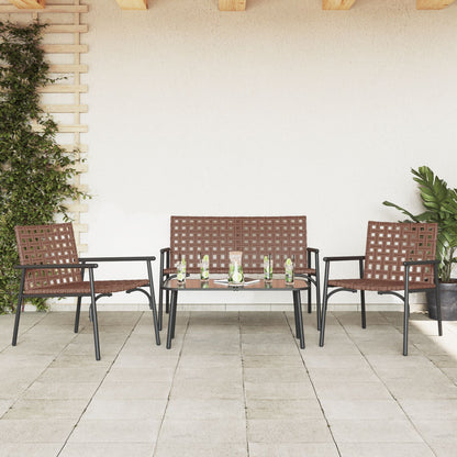 Garten Essgruppe 4 pcs Braun Poly-Rattan