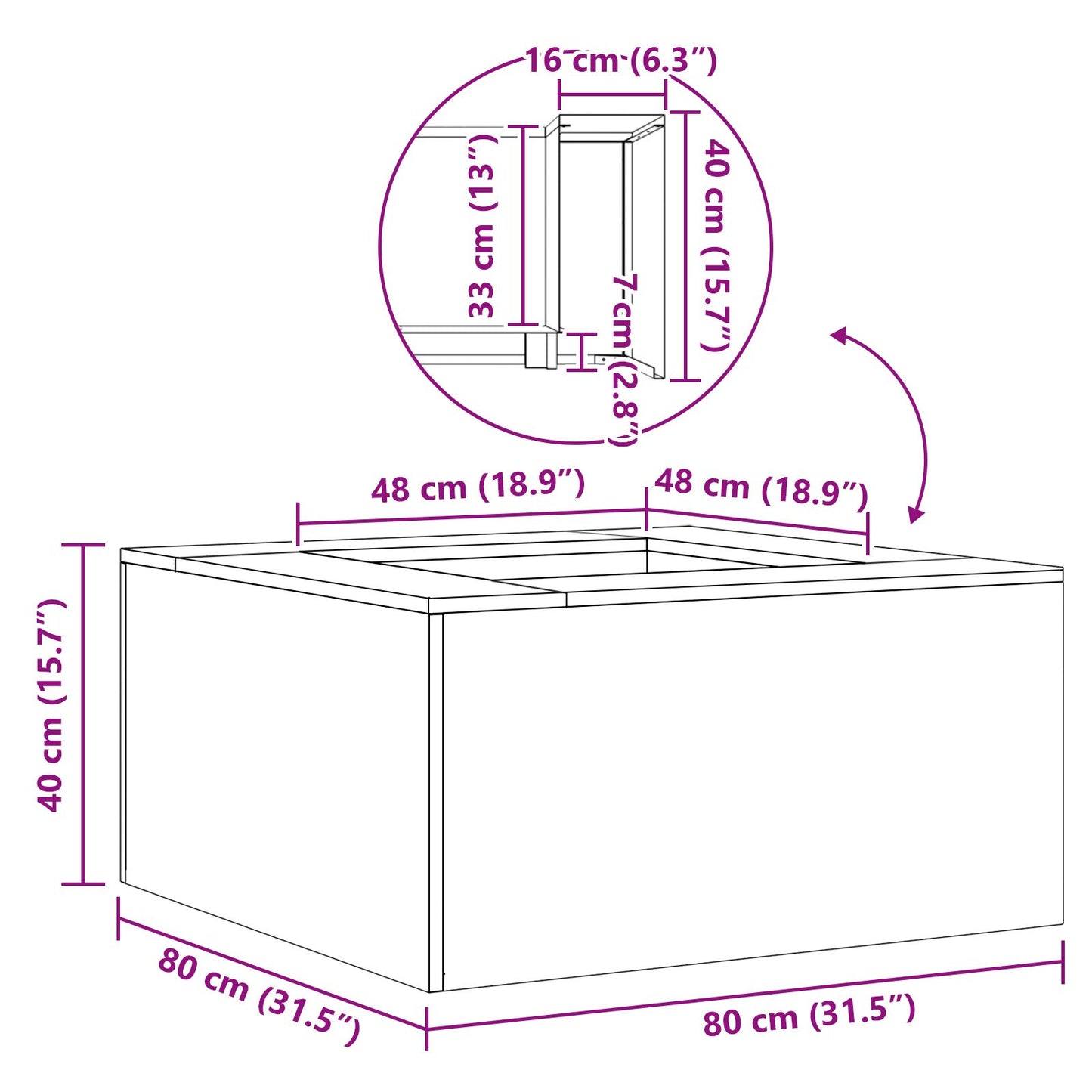 Feuerplatz Braun 80 x 80 x 40 cm Witterungsbeständiger Stahl