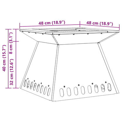 Feuerplatz Braun 48 x 48 x 40 cm Witterungsbeständiger Stahl