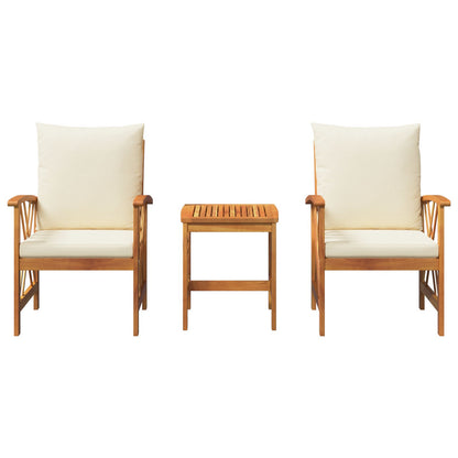 Garten-Sofa-Set mit Kissen 3 pcs Braun Massivholz Akazie