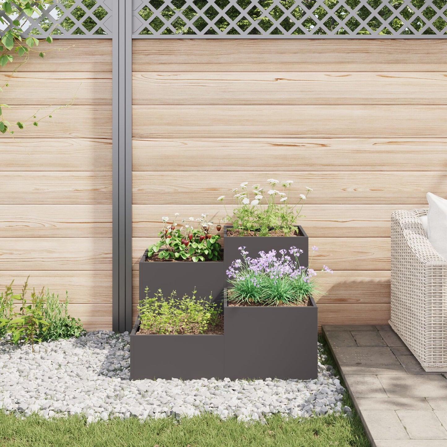 Gartenblumentopf Schwarz 100 x 100 x 60 cm Stahl