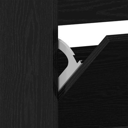 Schuhschrank mit Regal Schwarz Eichen-Optik 80 x 21 x 163,5 cm
