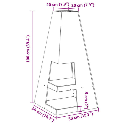 Feuerplatz Braun 50 x 50 x 100 cm Witterungsbeständiger Stahl