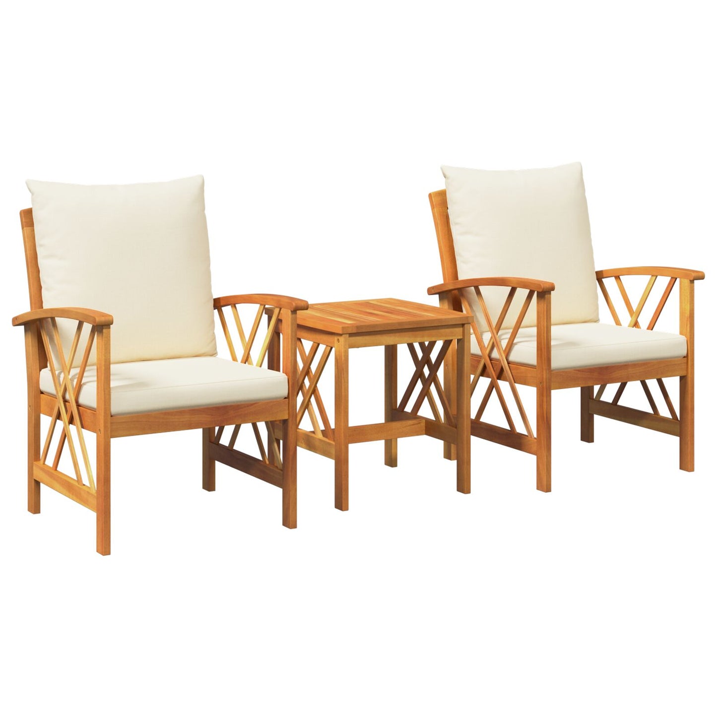 Garten-Sofa-Set mit Kissen 3 pcs Braun Massivholz Akazie