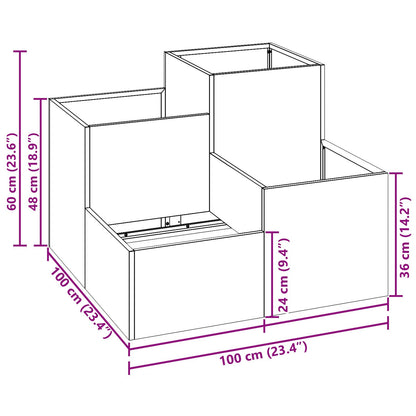 Gartenblumentopf Schwarz 100 x 100 x 60 cm Stahl
