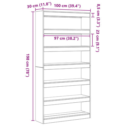 Bücherregal Weiß 100 x 30 x 198 cm Holzwerkstoff