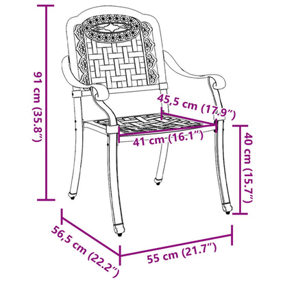 Gartenstuhl 2 pcs Bronze 55 x 56,5 x 91cm Aluminium