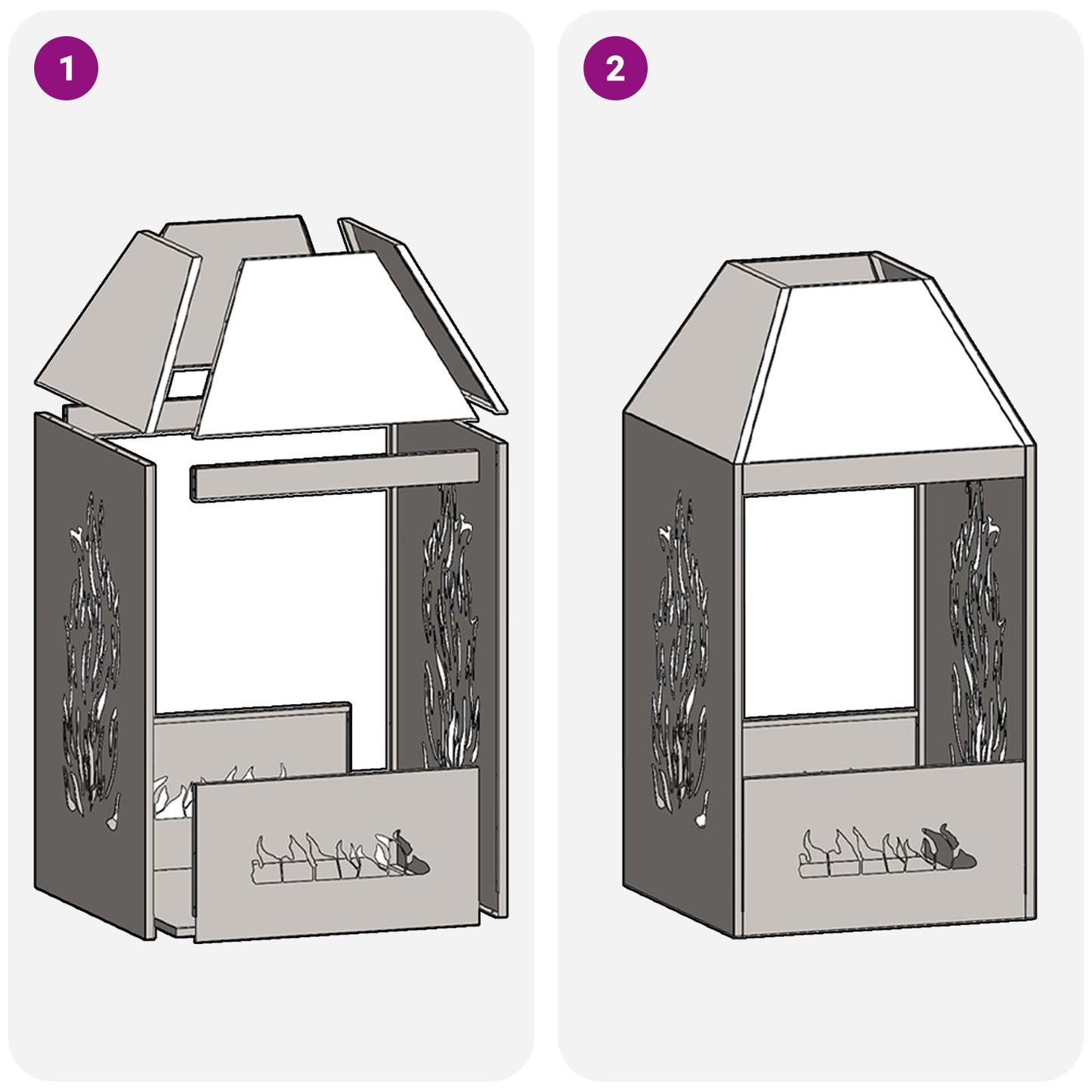 Feuerplatz Schwarz 50 x 50 x 100 cm Kaltgewalzter Stahl