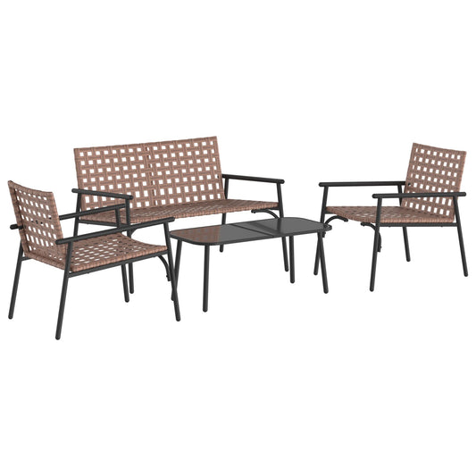 Garten Essgruppe 4 pcs Braun Poly-Rattan