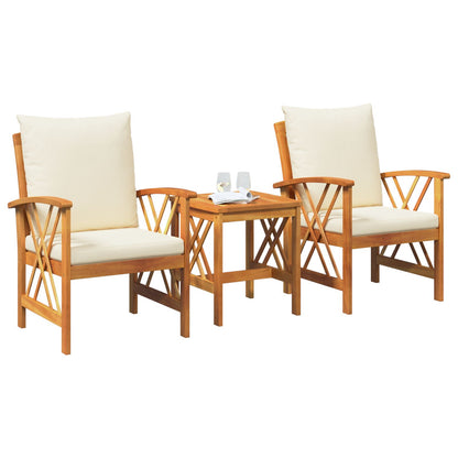 Garten-Sofa-Set mit Kissen 3 pcs Braun Massivholz Akazie