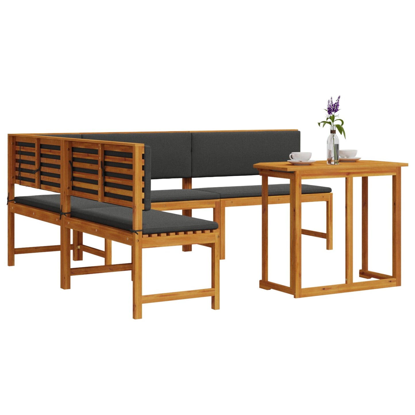 Gartenbänke Set 4 pcs Braun Massivholz Akazie