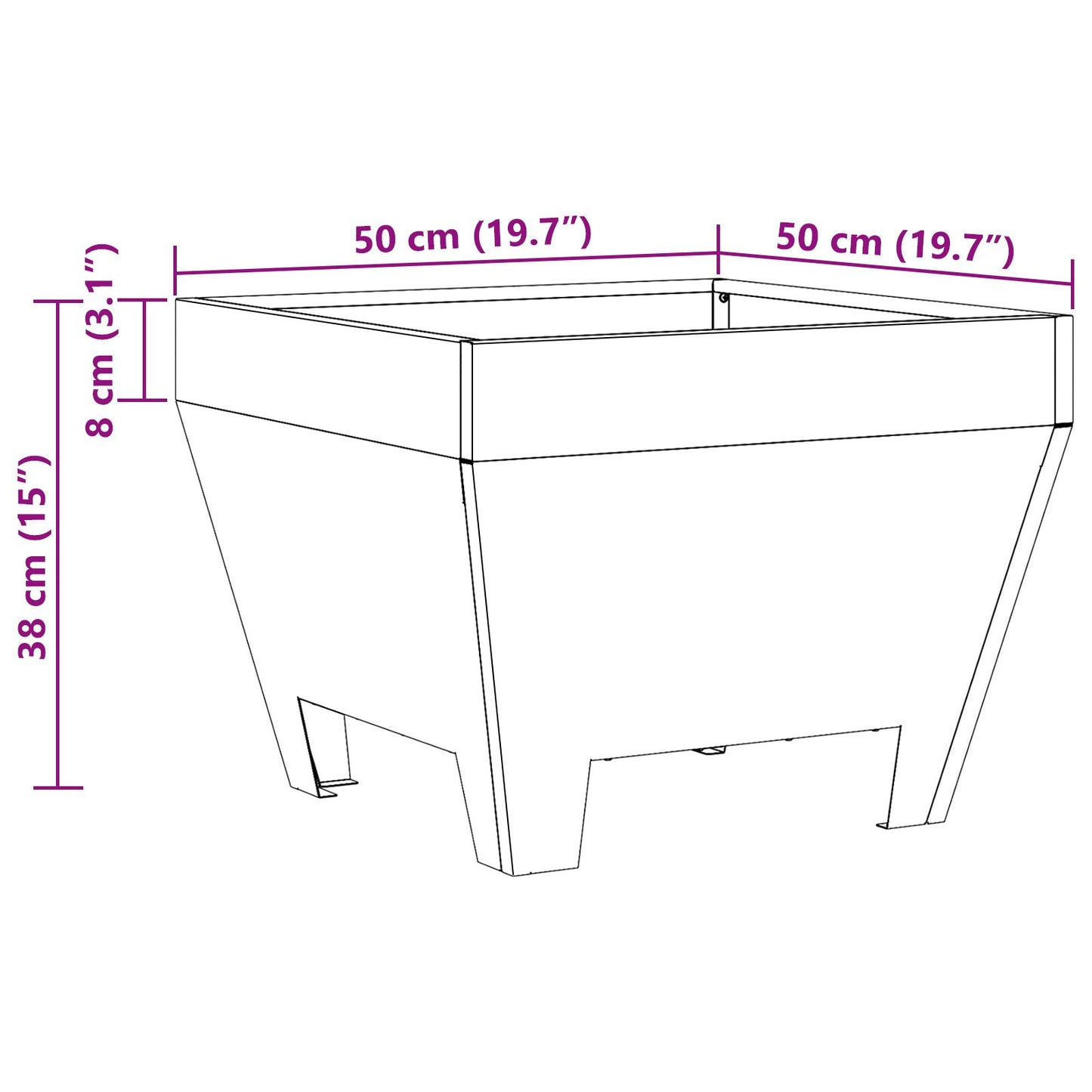 Feuerplatz Schwarz 50 x 50 x 38 cm Kaltgewalzter Stahl