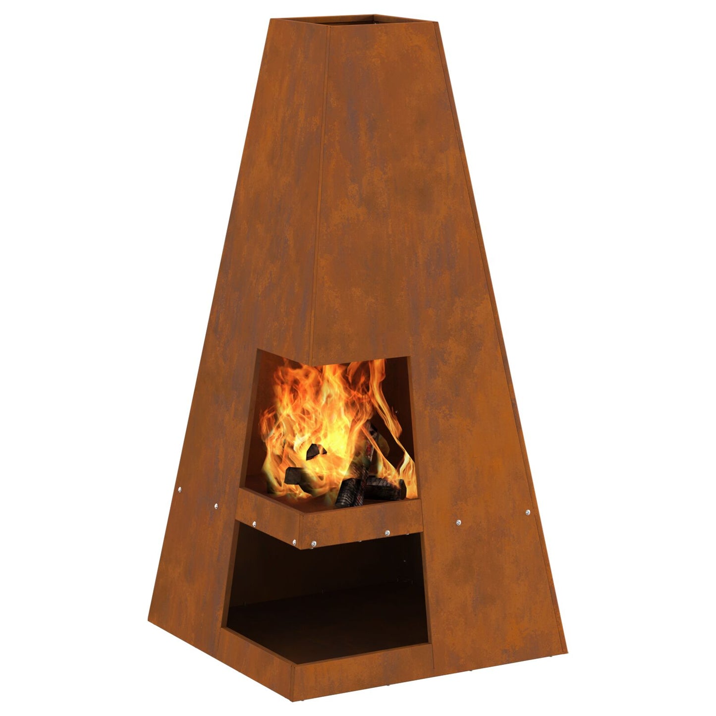 Feuerplatz Braun 50 x 50 x 100 cm Witterungsbeständiger Stahl