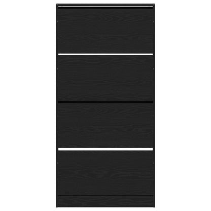 Schuhschrank mit Regal Schwarz Eichen-Optik 80 x 21 x 163,5 cm