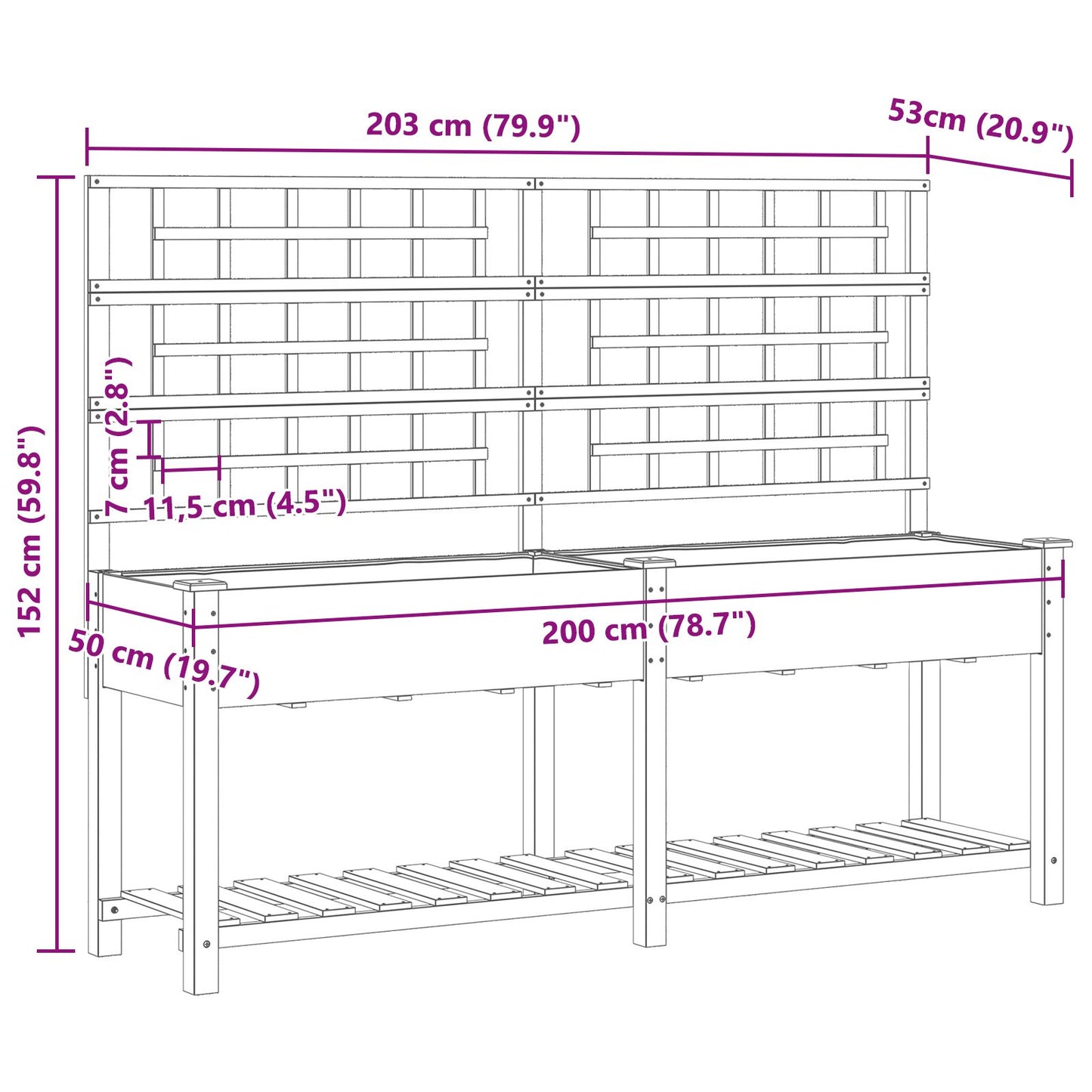 Garten-Pflanzgefäß mit Regal Beige 203,5 x 54 x 152,5 cm