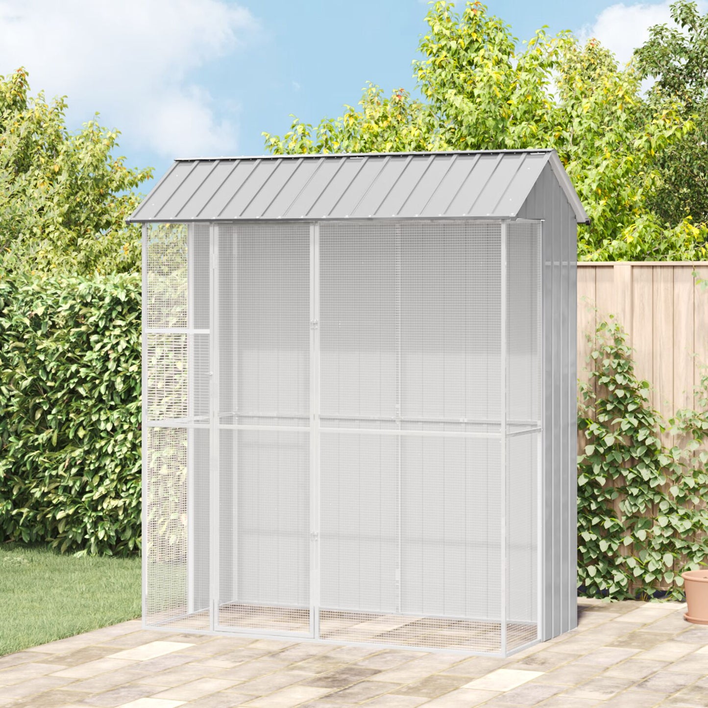 Vogelkäfig Grau 215 x 110 x 247 cm Verzinkter Stahl