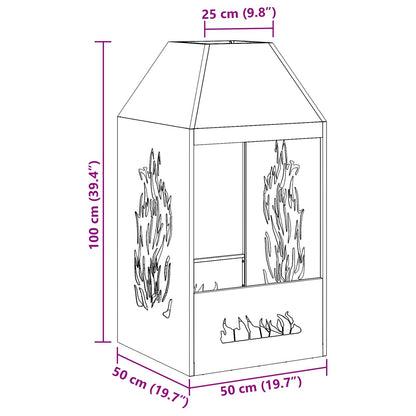Feuerplatz Schwarz 50 x 50 x 100 cm Kaltgewalzter Stahl