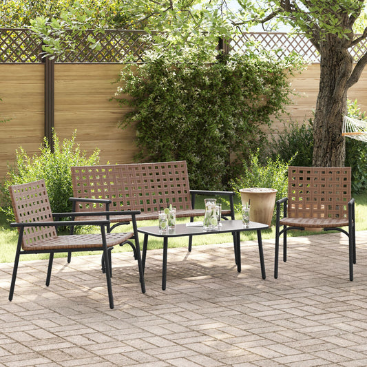 Garten Essgruppe 4 pcs Braun Poly-Rattan