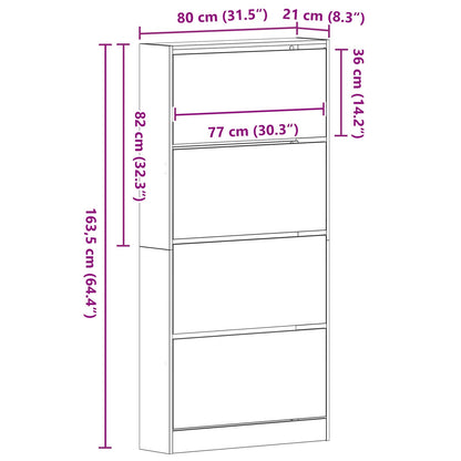 Schuhschrank mit Regal Altholz 80 x 21 x 163,5 cm Holzwerkstoff