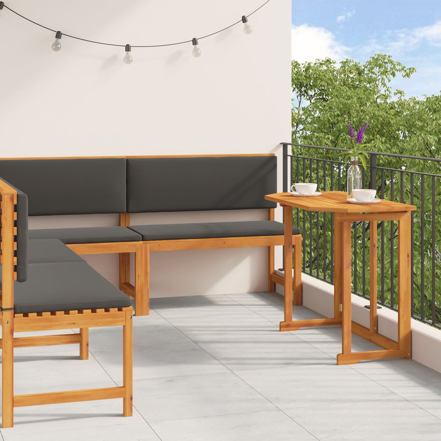 Gartenbänke Set 4 pcs Braun Massivholz Akazie