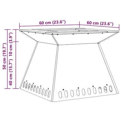Feuerplatz Schwarz 60 x 60 x 50 cm Kaltgewalzter Stahl