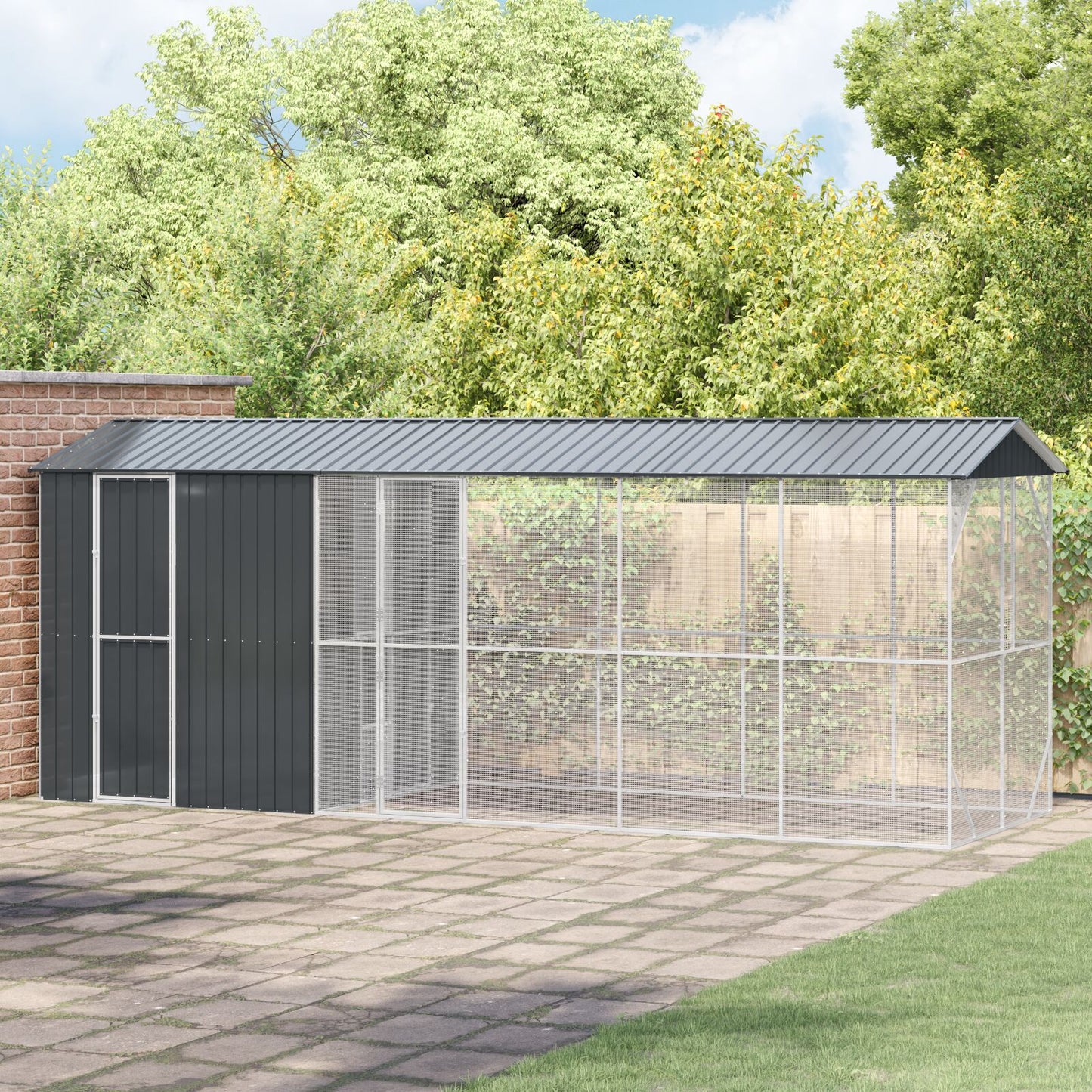 Vogelkäfig Anthrazit 645 x 208 x 247 cm Verzinkter Stahl