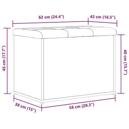 Sitzbank mit Stauraum Schwarz Eichen-Optik 62 x 42 x 45 cm