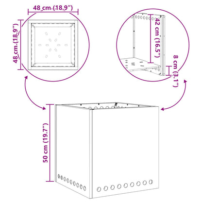 Feuerplatz Schwarz 48 x 48 x 50 cm Kaltgewalzter Stahl