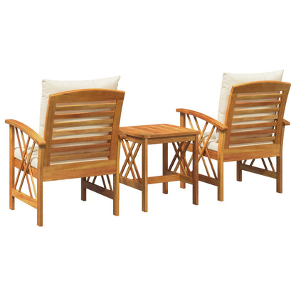 Garten-Sofa-Set mit Kissen 3 pcs Braun Massivholz Akazie