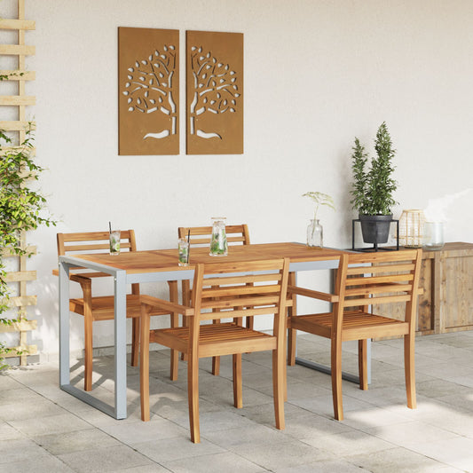 Garten-Esstisch Grau 160 x 80 x 75 cm Massivholz Akazie