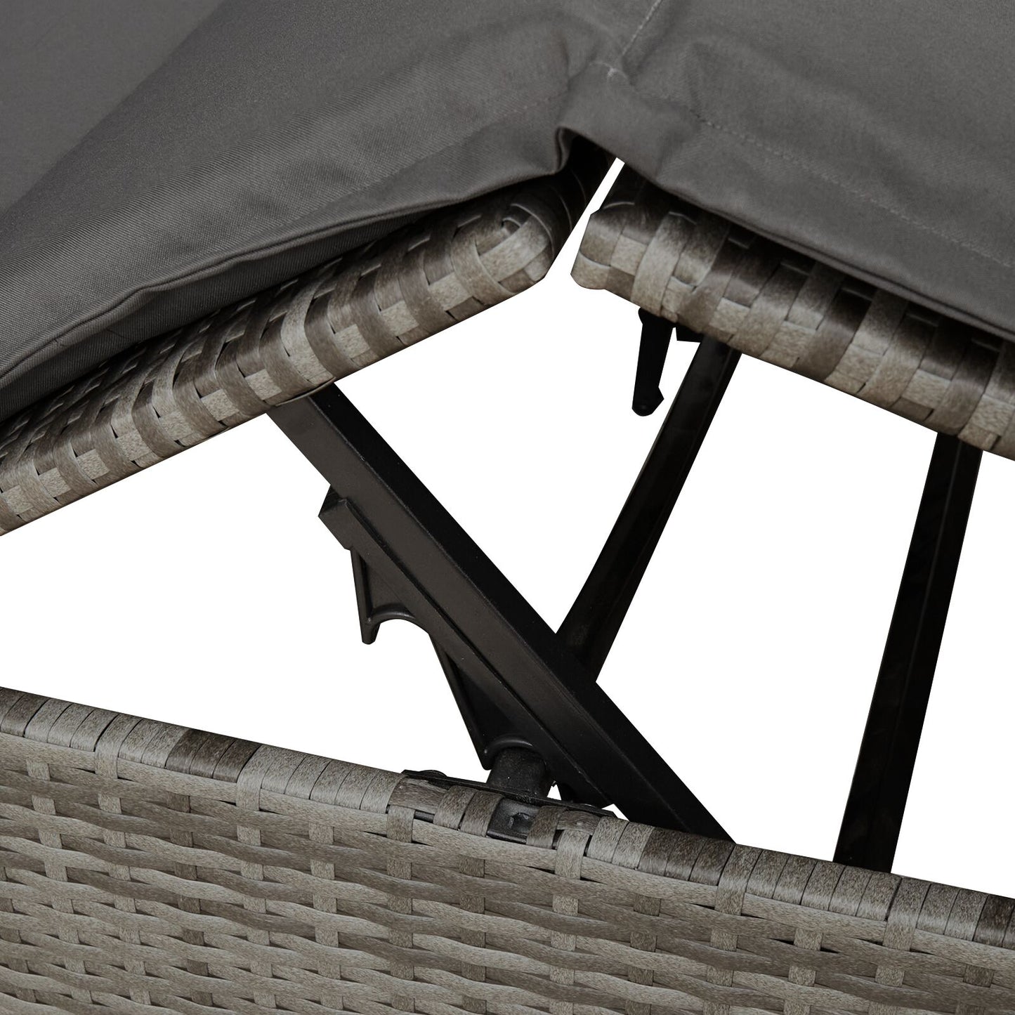 Doppelte Sonnenliege mit Dach Grau 205 x 129 x 200 cm PE Rattan