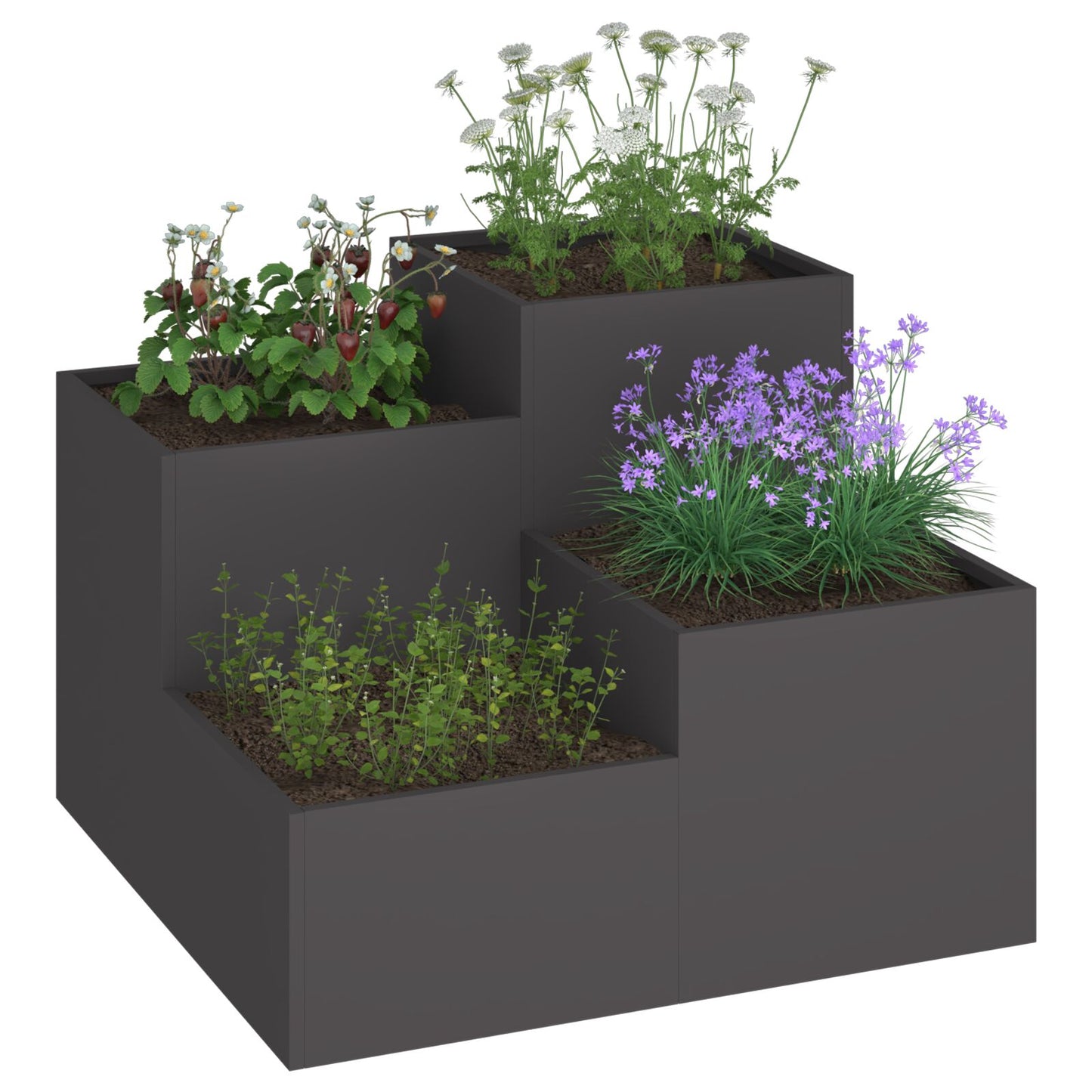 Gartenblumentopf Schwarz 100 x 100 x 60 cm Stahl