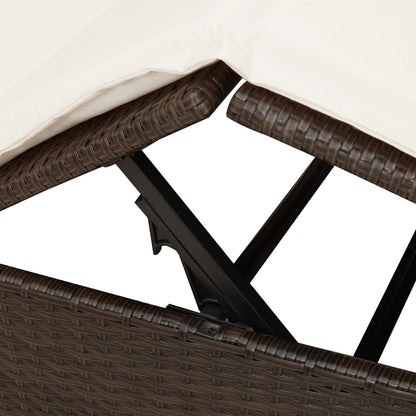 Doppelte Sonnenliege mit Dach Braun 205 x 129 x 200 cm