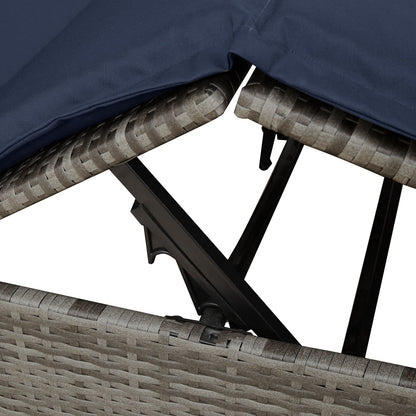 Doppelte Sonnenliege mit Dach Grau 205 x 129 x 200 cm PE Rattan