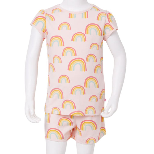 Kinderpyjama mit Kurzen Ärmeln Zartrosa Regenbogen 116