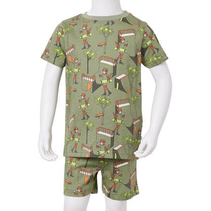 Kinderpyjama mit Kurzen Ärmeln Hellkhaki 104