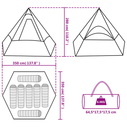 Tipi-Campingzelt 7 Personen Blau Wasserdicht